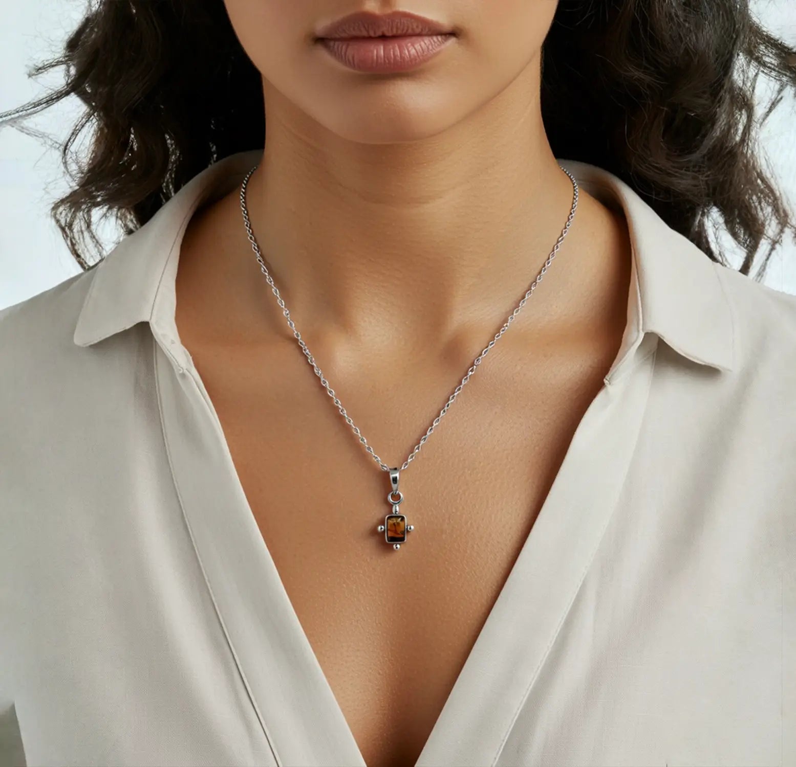 Pure Silver Garnet Charm Pendant- Made With Pure 925 Silver