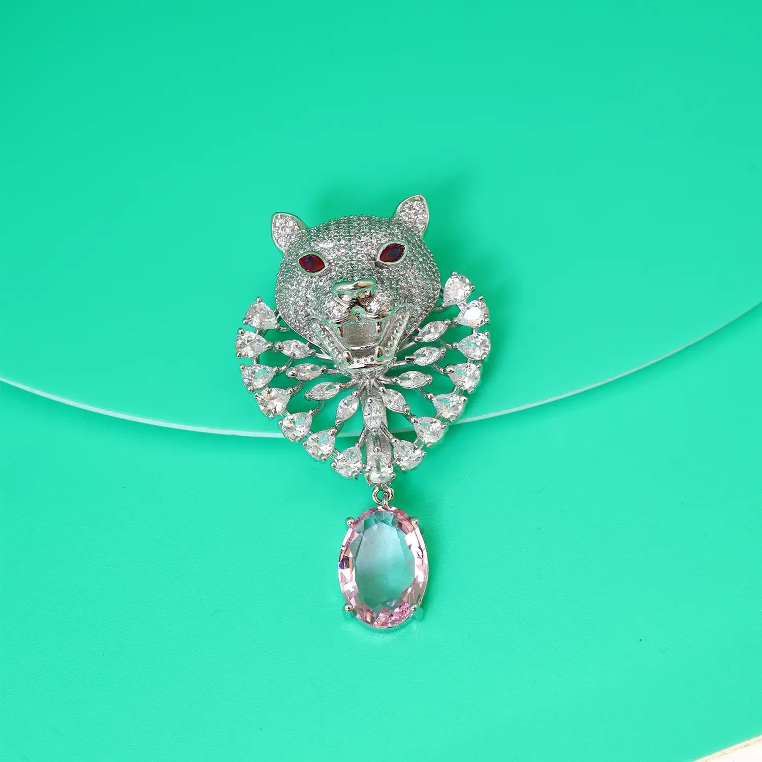 Royal Panther Blue Crystal Silver Brooch - Made With Pure 925 Silver