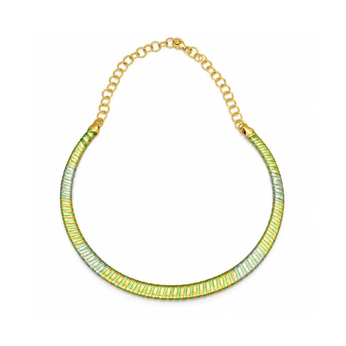 Elegant Green & Gold Spiral Design Silver Necklace - Made With Pure 925 Silver