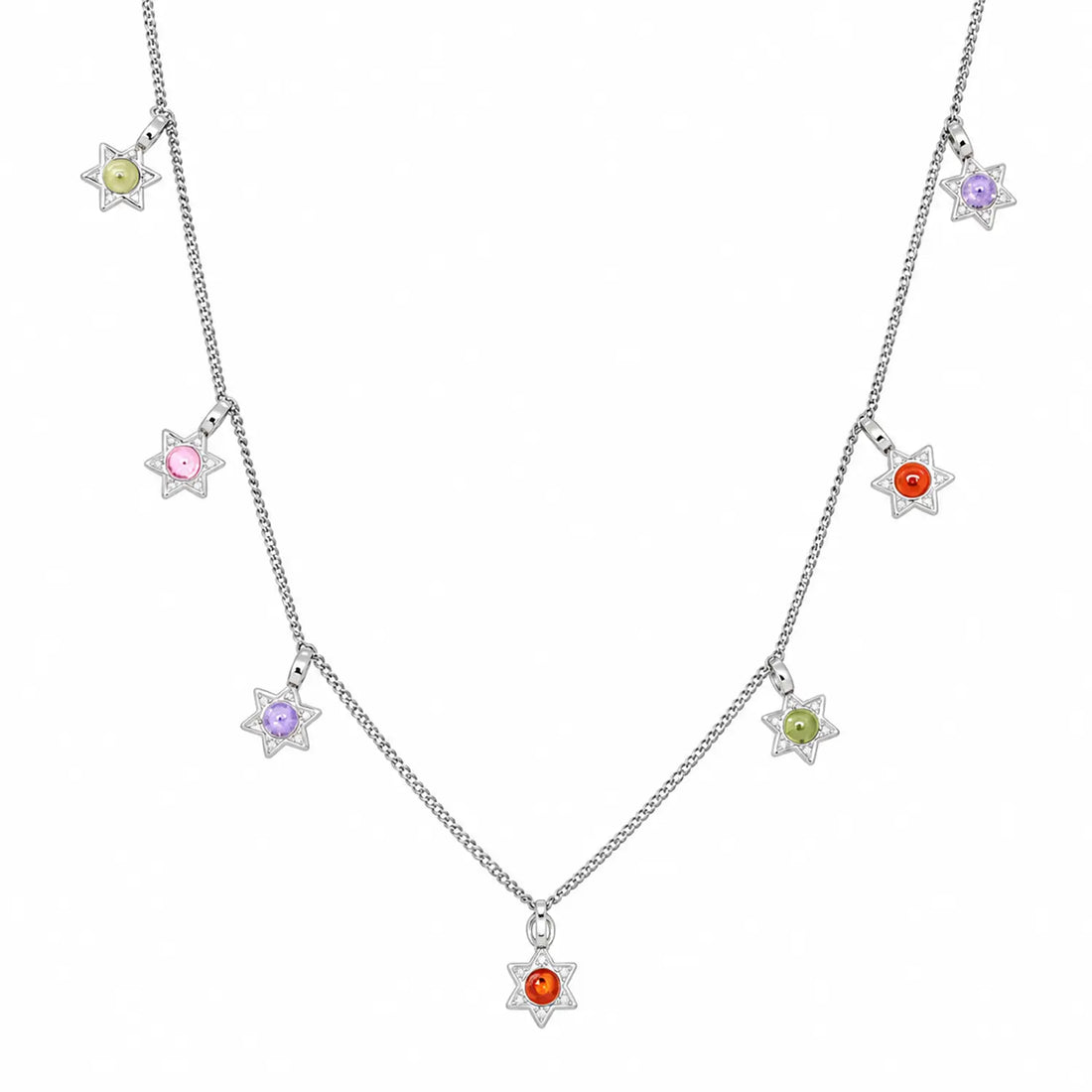 Multicolor Star Charm Chain - Made With Pure 925 Silver