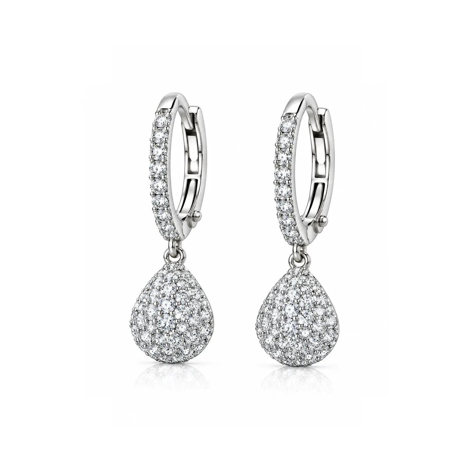 Elegant Teardrop Halo Hoop Silver Earrings - Made With Pure 925 Silver
