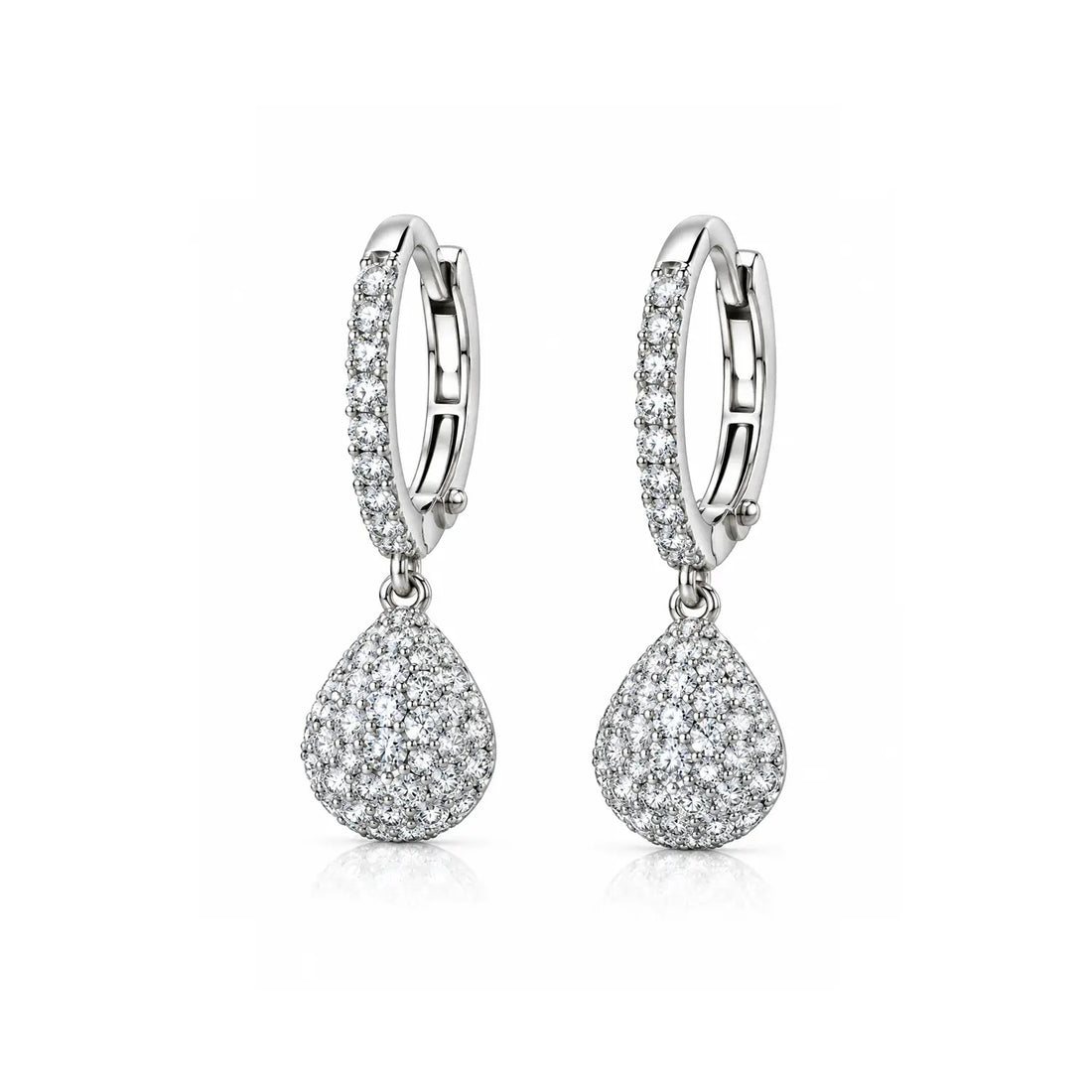 Elegant Teardrop Halo Hoop Silver Earrings - Made With Pure 925 Silver