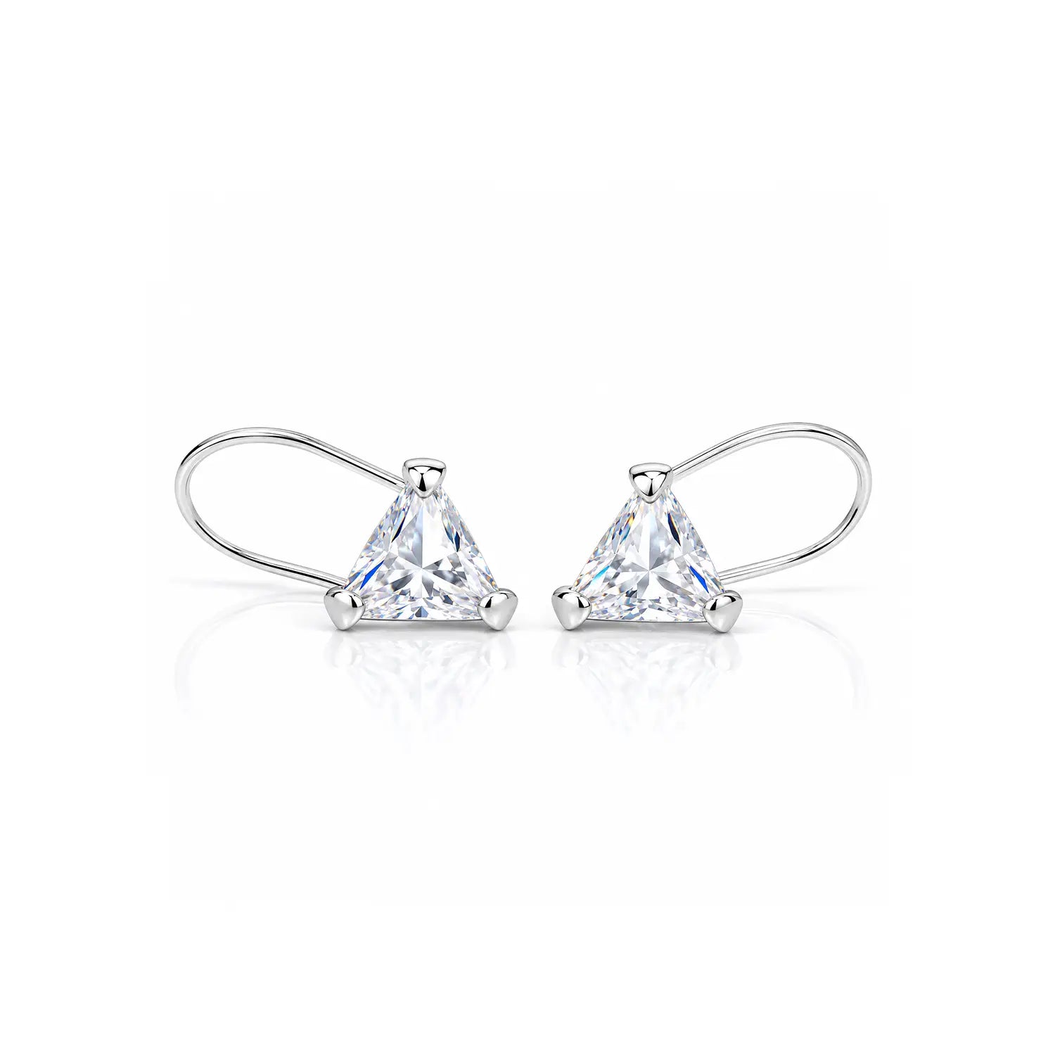 Triangle Crystal Drop Silver Earrings - Made With Pure 925 Silver