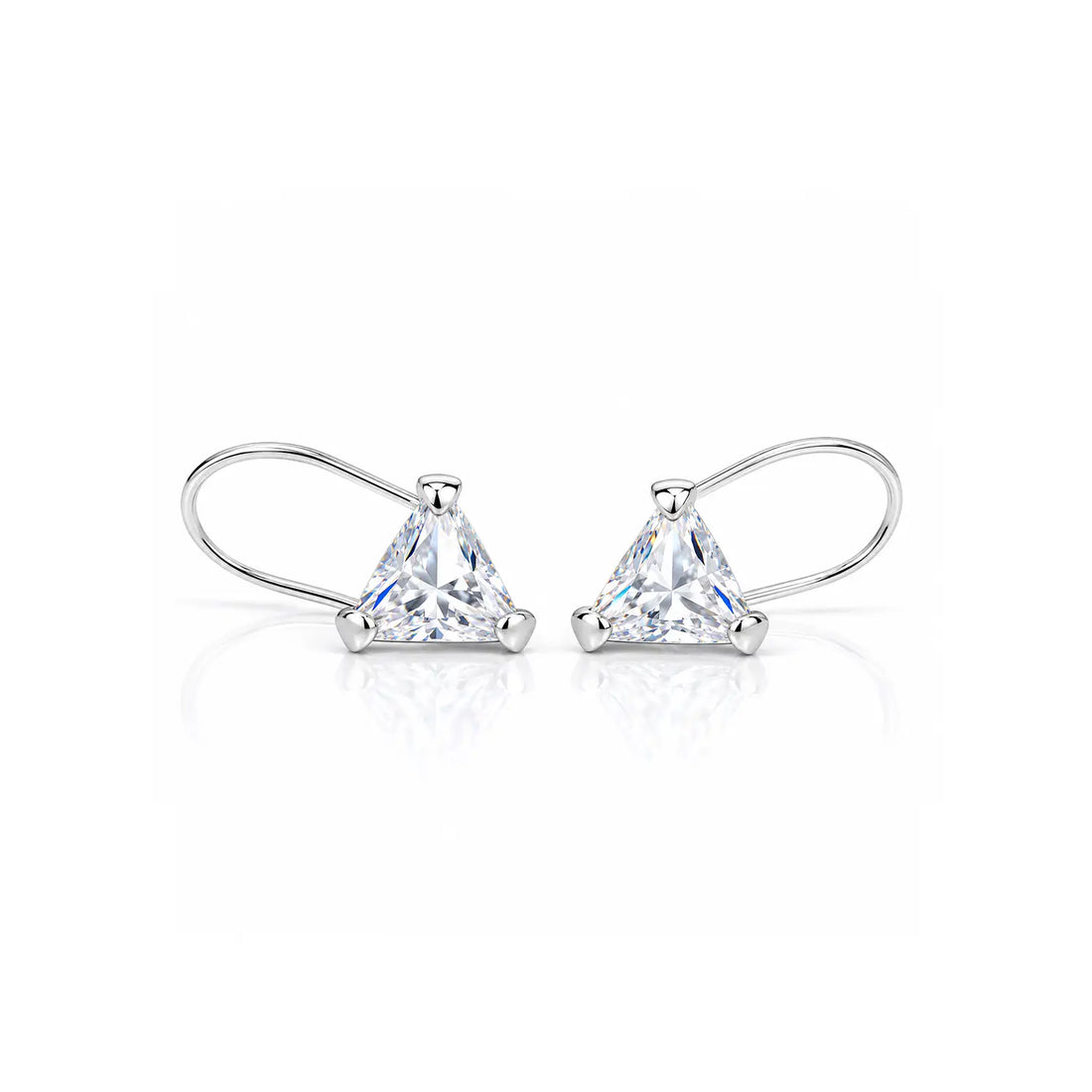 Triangle Crystal Drop Silver Earrings - Made With Pure 925 Silver
