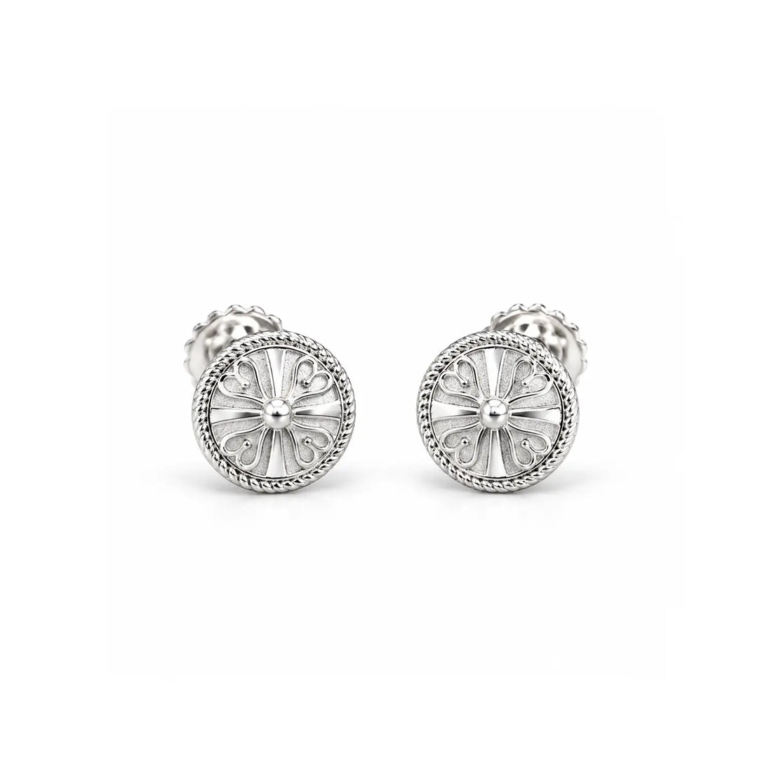 Elegant Round Filigree Silver Stud Earrings - Made With Pure 925 Silver