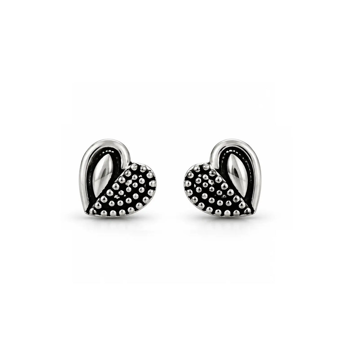 Midnight Heart Oxidised Silver Stud Earrings - Made With Pure 925 Silver