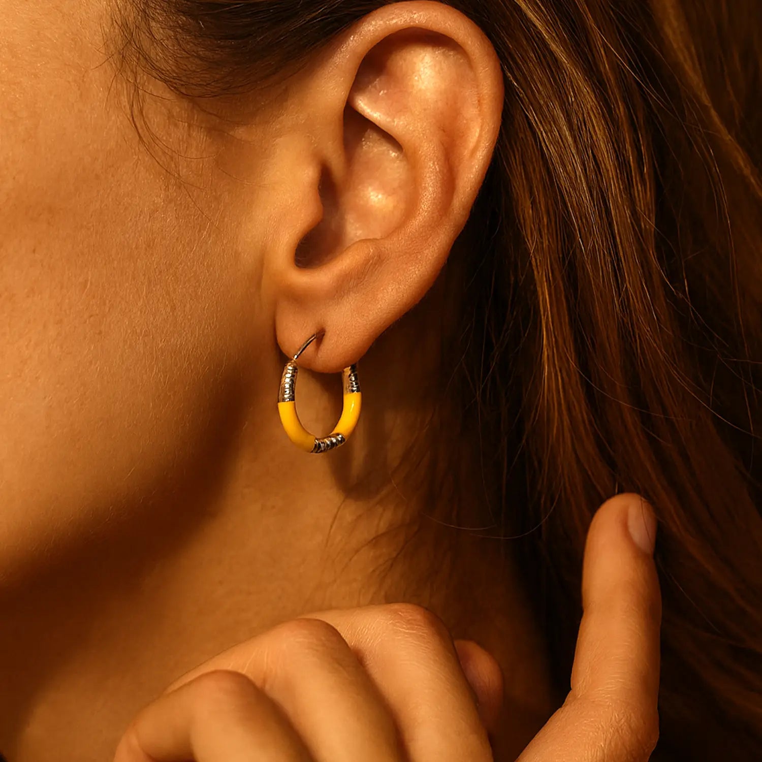 Lime Twist Silver Hoop Earrings - Made With Pure 925 Silver
