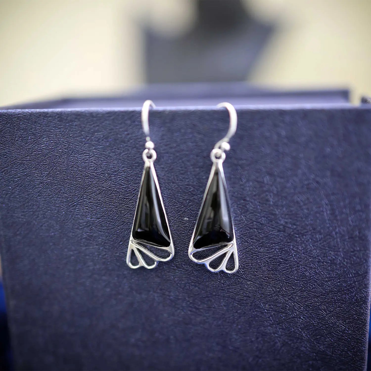 Pure Silver Earrings with Black - Made With Pure 925 Silver