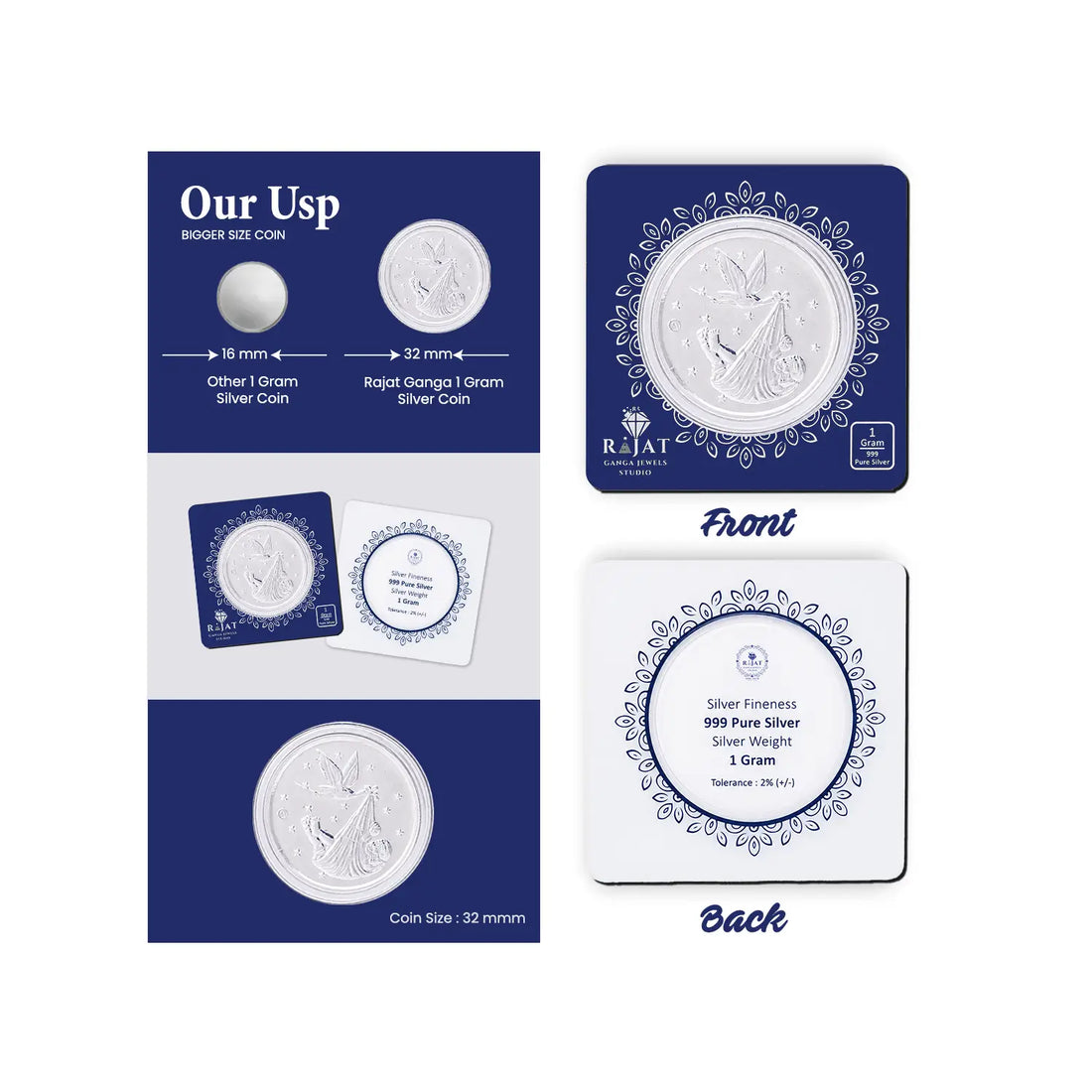 Pure 999 Silver Baby Birth Coin – 1 Gram