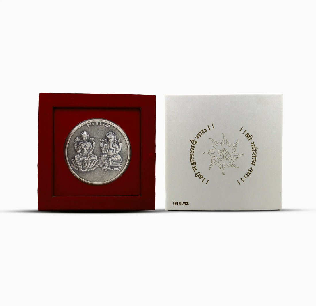 Lakshmi Ganesha Pure Silver Coin  - Made With Pure 925 Silver