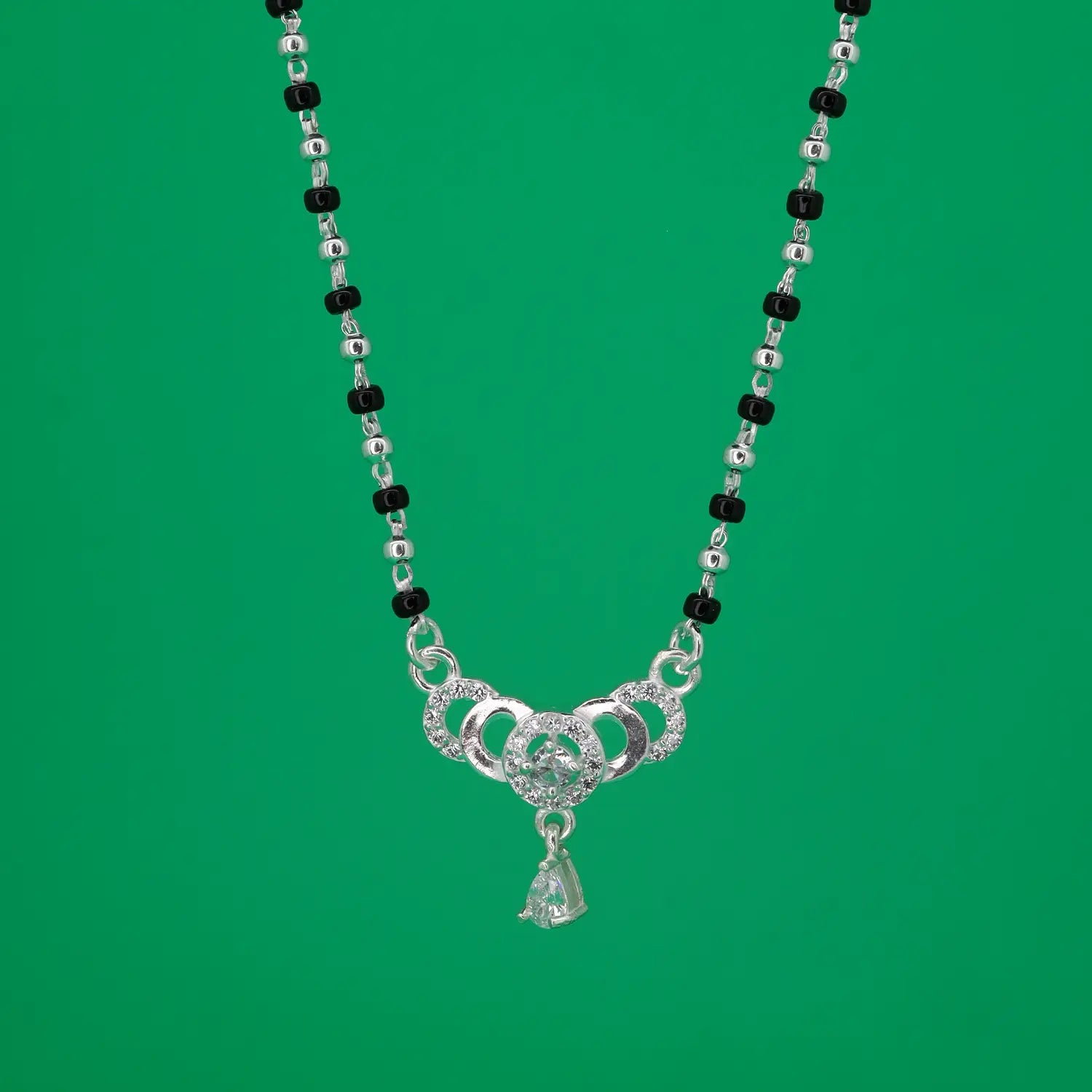 Elegant Circle Drop Silver Mangalsutra - Made With Pure 925 Silver
