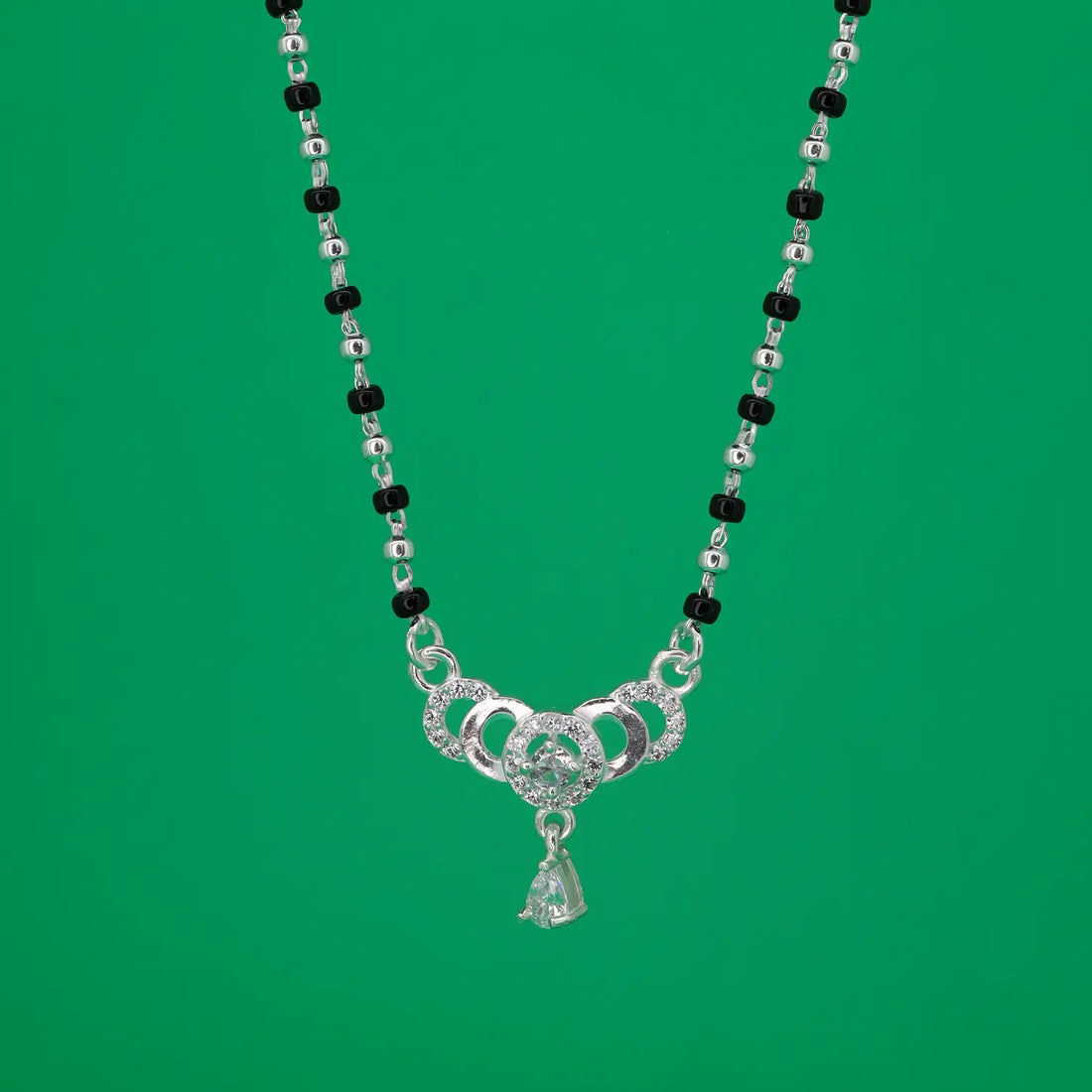 Elegant Circle Drop Silver Mangalsutra - Made With Pure 925 Silver