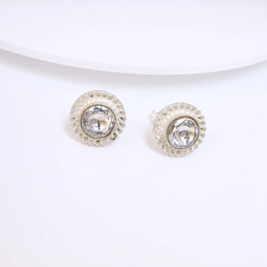 Elegant Crystal Halo Sterling Silver Stud Earrings - Made With Pure 925 Silver