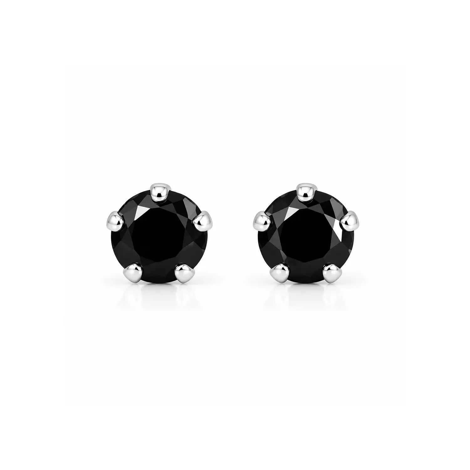 Black Onyx Round Silver Stud Earrings - Made With Pure 925 Silver