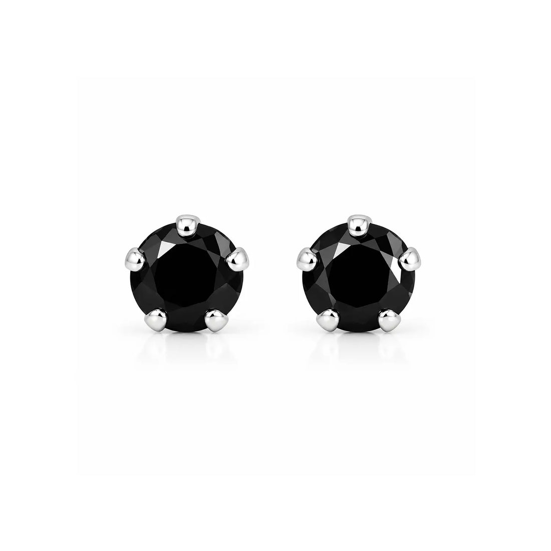 Black Onyx Round Silver Stud Earrings - Made With Pure 925 Silver