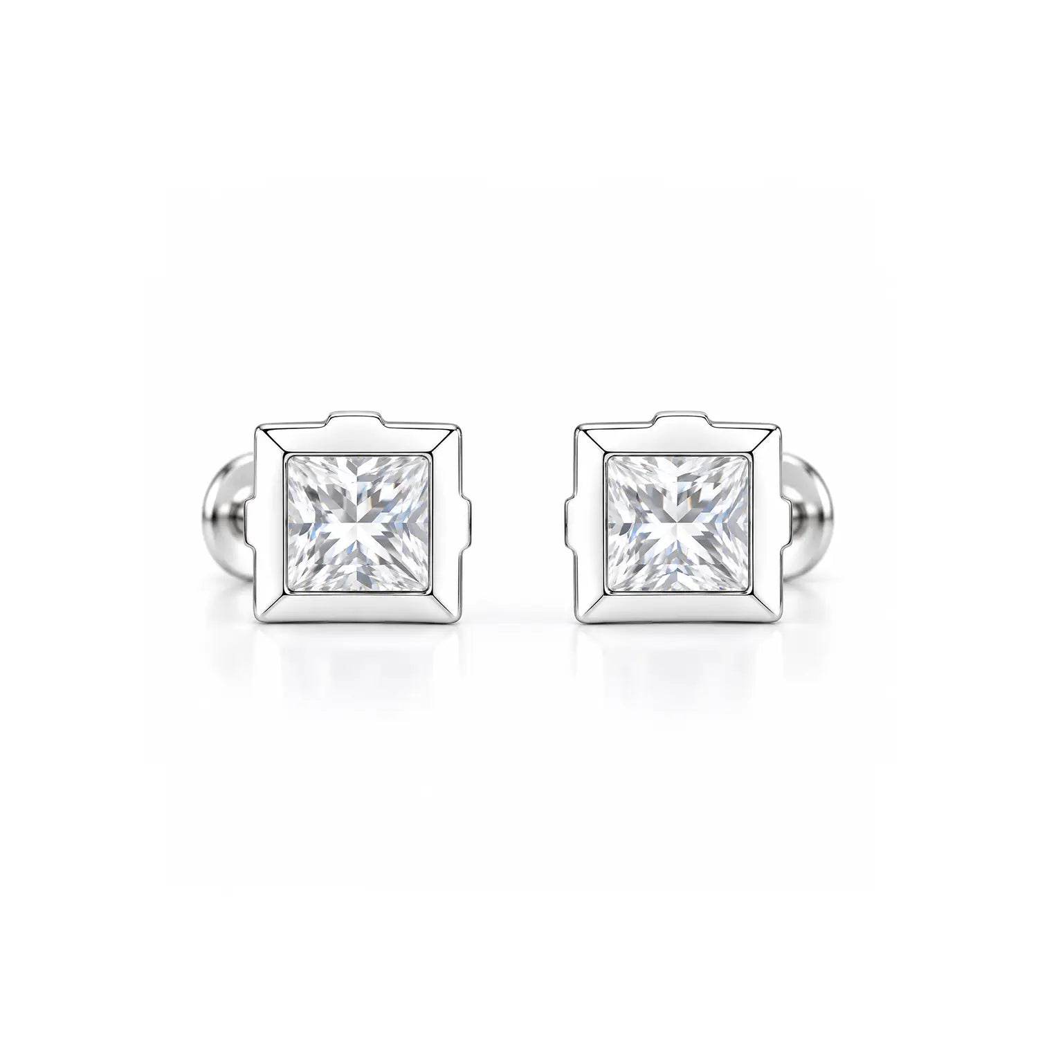 Black Stone Square Silver Stud Earrings - Made With Pure 925 Silver