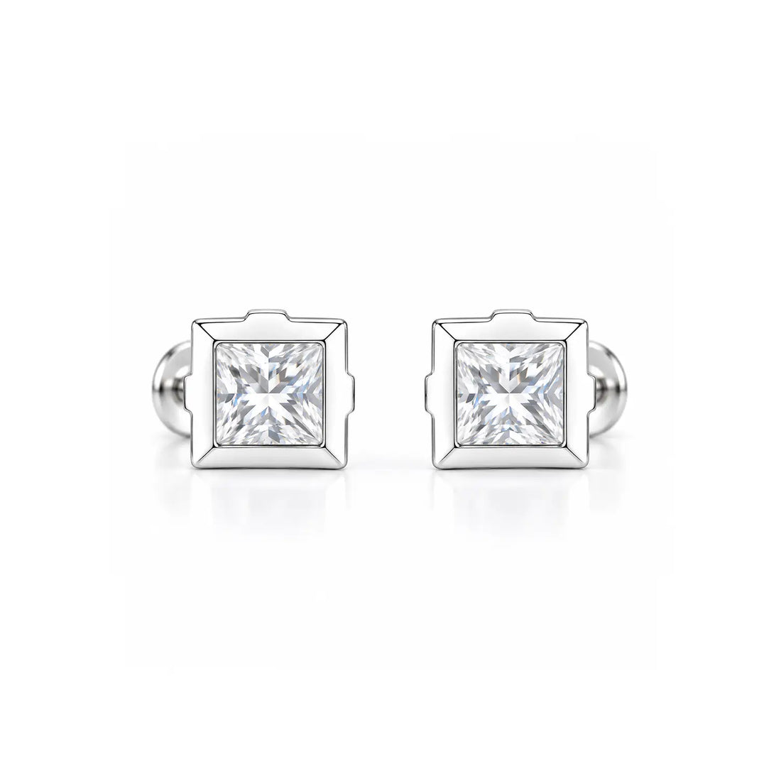 Black Stone Square Silver Stud Earrings - Made With Pure 925 Silver