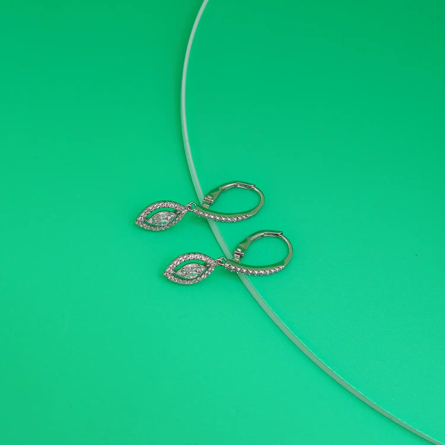 Elegant Marquise Halo Drop Earrings - Made With Pure 925 Silver