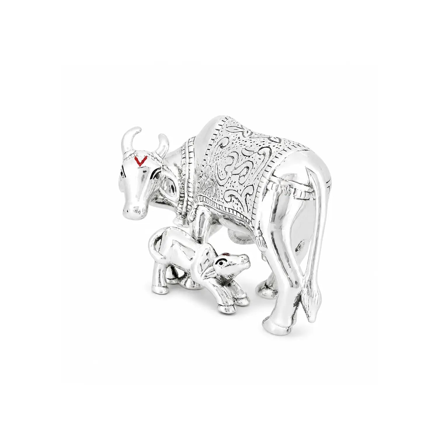 Kamdhenu Cow with Calf Idol - Made With Pure 925 Silver