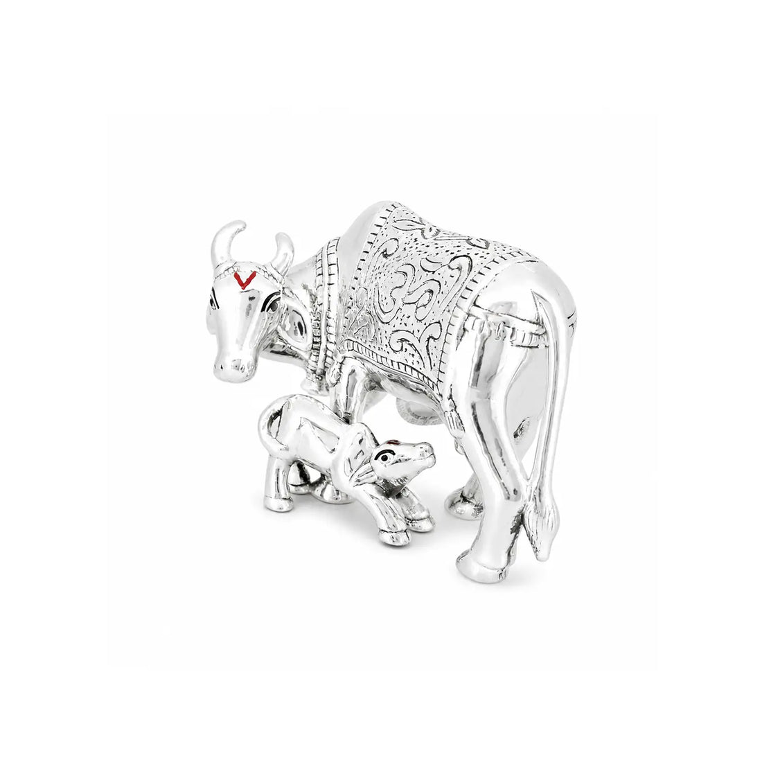 Kamdhenu Cow with Calf Idol - Made With Pure 925 Silver