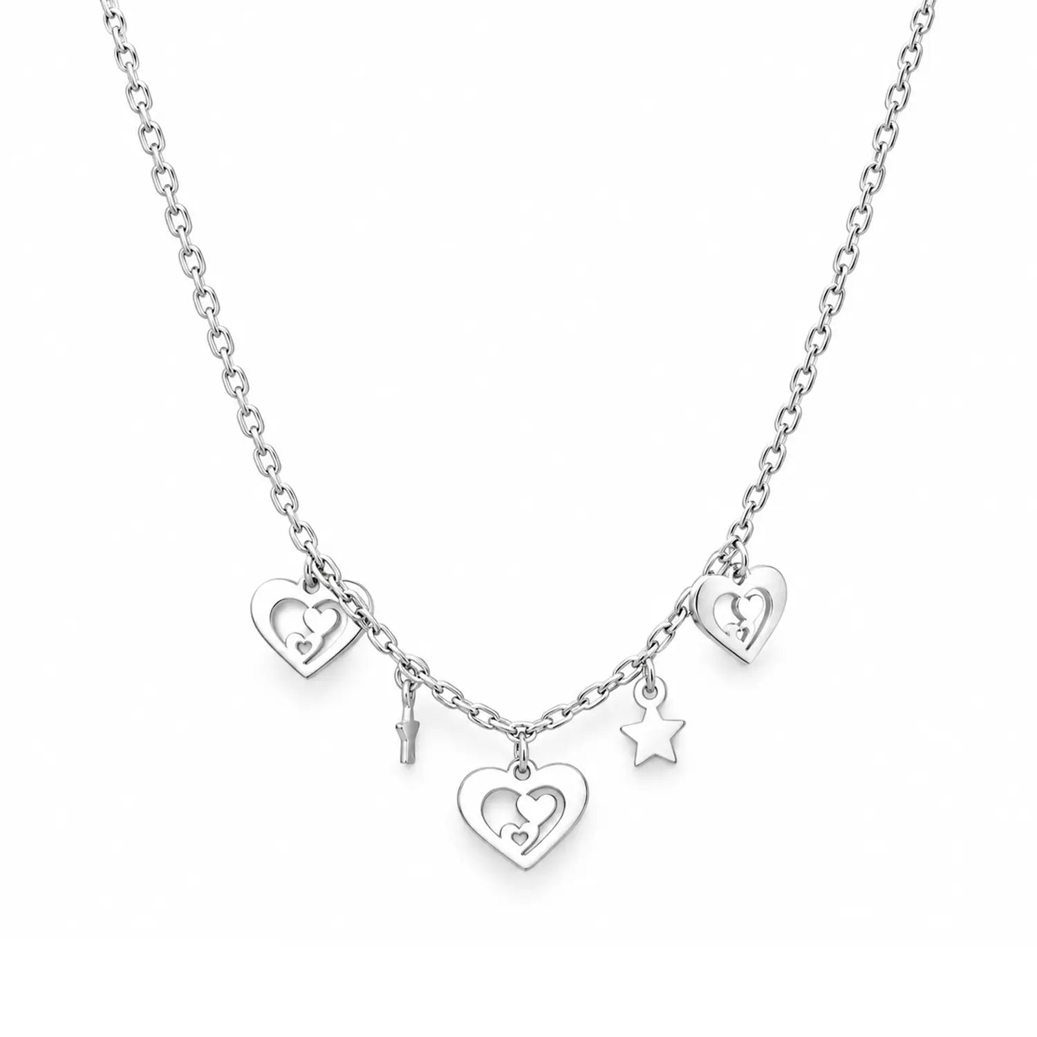 Elegant Heart & Star Charm Silver Chain for Women - Made With Pure 925 Silver
