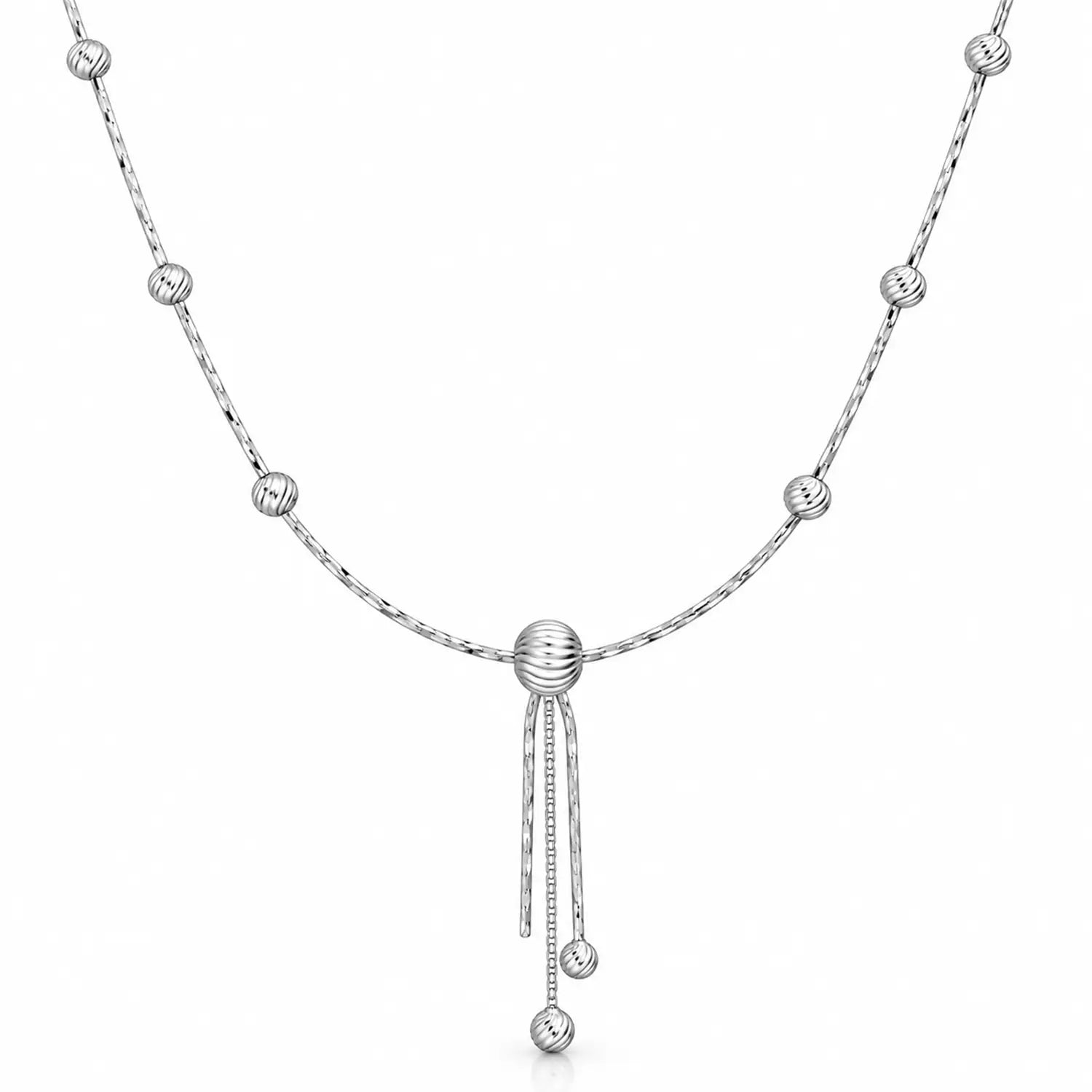 Elegant Beaded Tassel Silver Chain - Made With Pure 925 Silver