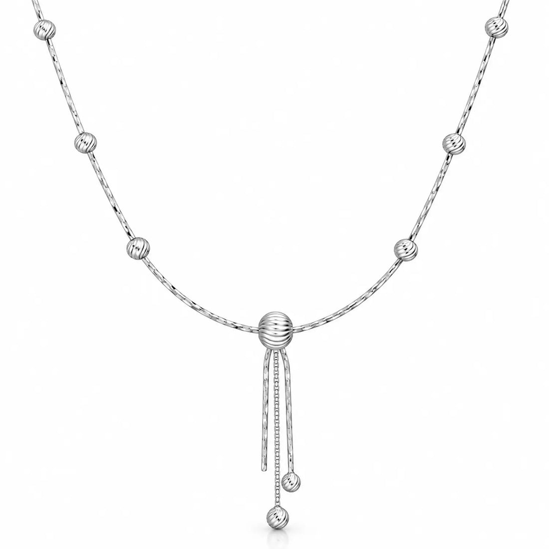 Elegant Beaded Tassel Silver Chain - Made With Pure 925 Silver
