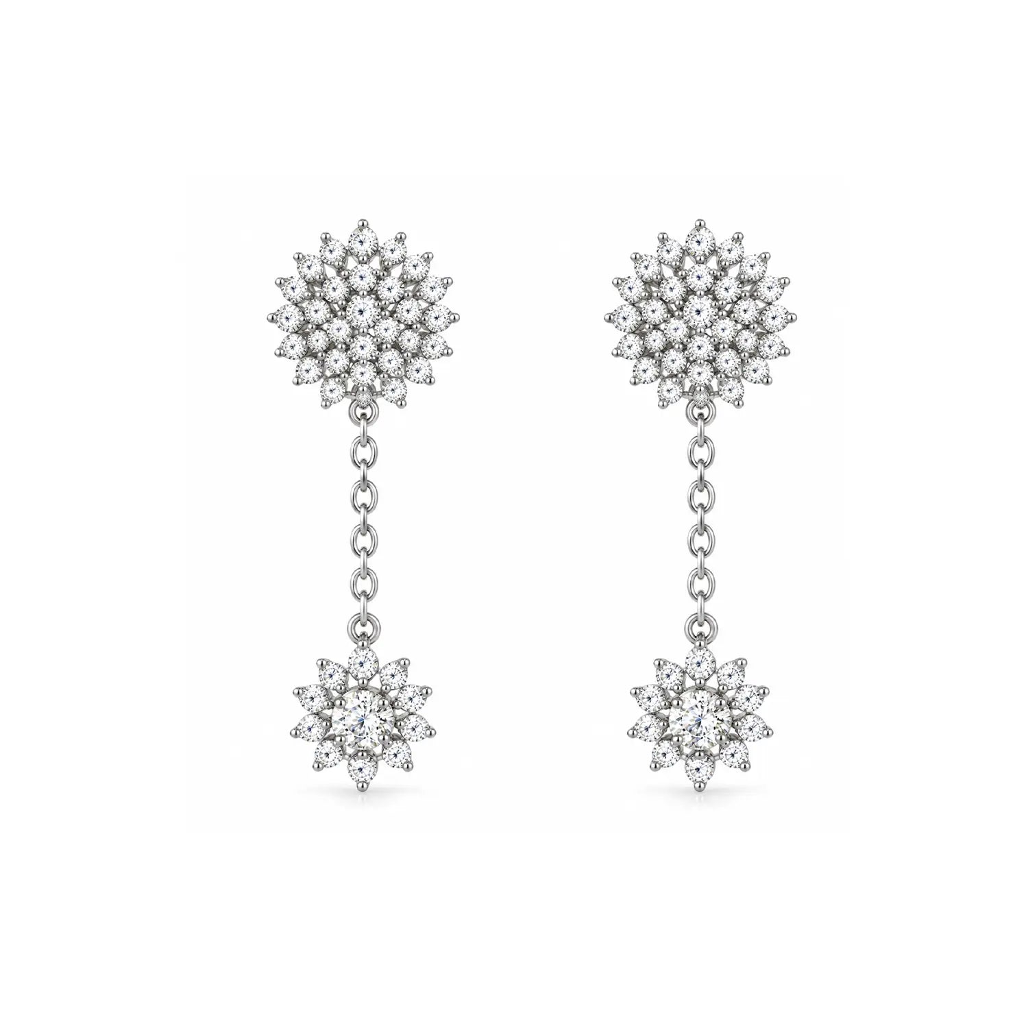 Elegant Floral Cascade Silver Earrings - Made With Pure 925 Silver