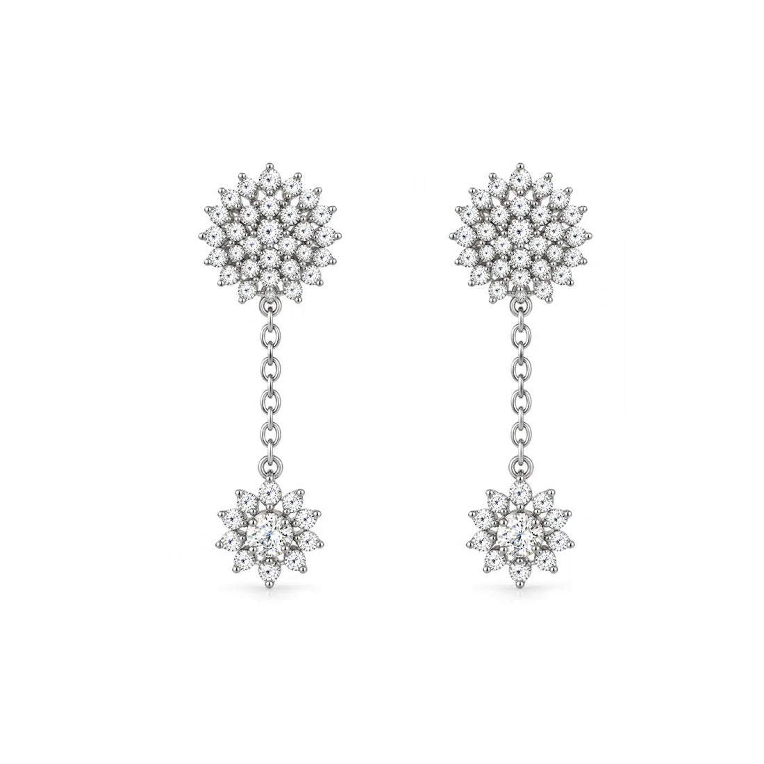 Elegant Floral Cascade Silver Earrings - Made With Pure 925 Silver