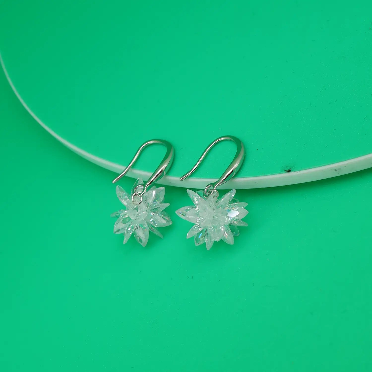Crystal Snowflake Hook Earrings - Made With Pure 925 Silver