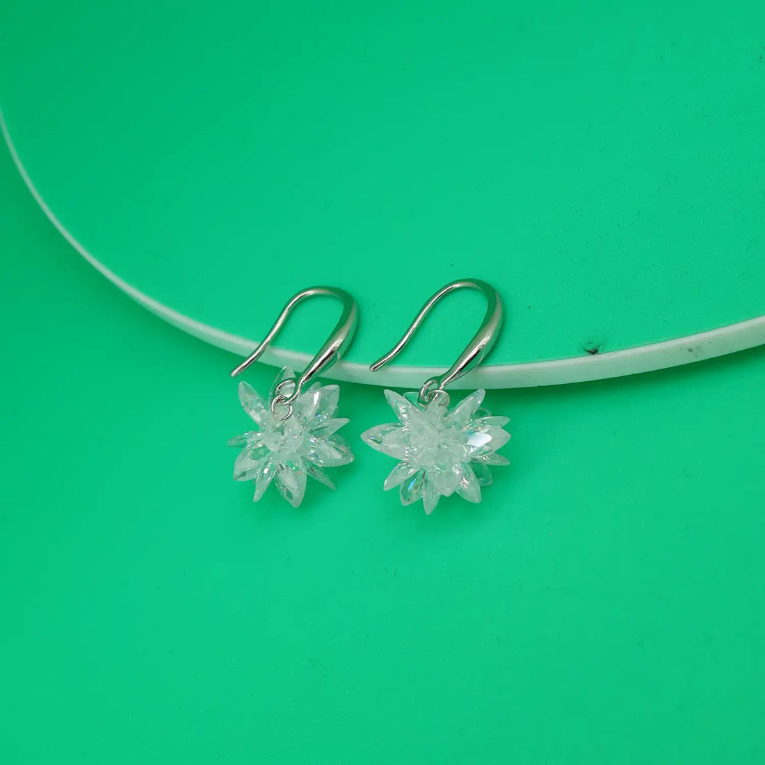 Crystal Snowflake Hook Earrings - Made With Pure 925 Silver