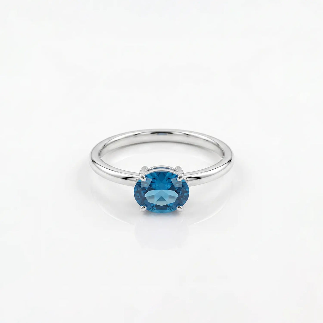 Blue Emerald-Cut Solitaire Silver Ring - Made With Pure 925 Silver