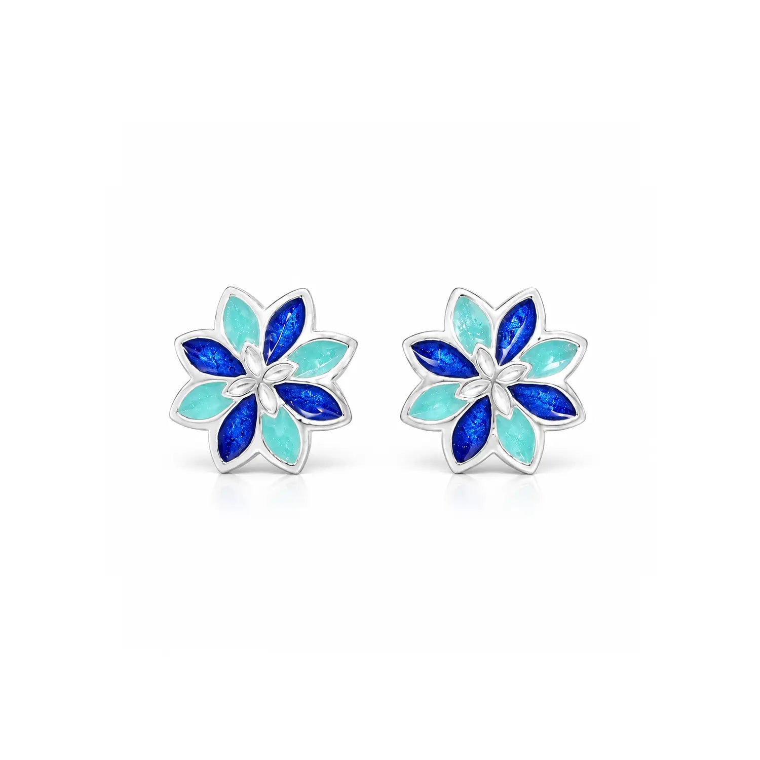 Pink Floral Gemstone Silver Stud Earrings - Made With Pure 925 Silver