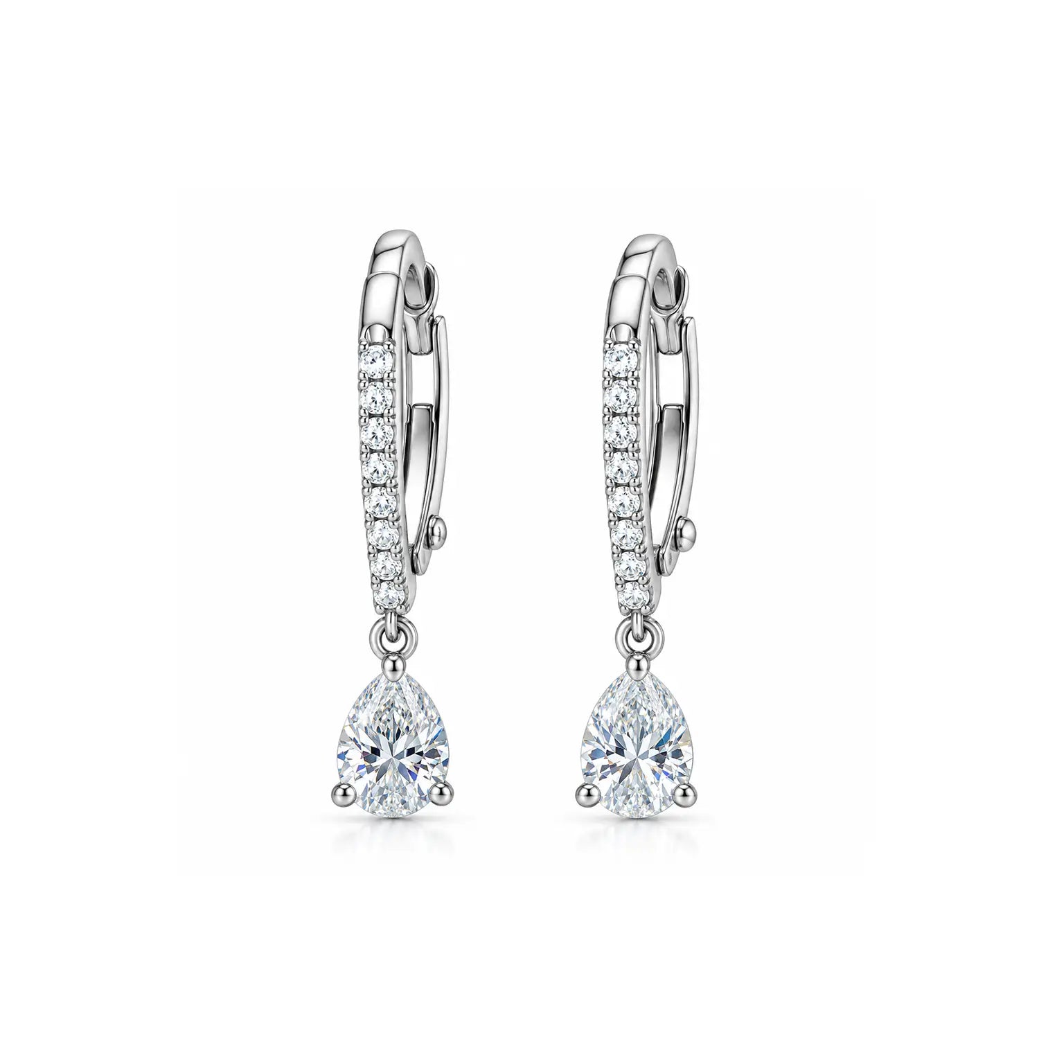 Elegant Teardrop Solitaire Silver Drop Earrings - Made With Pure 925 Silver