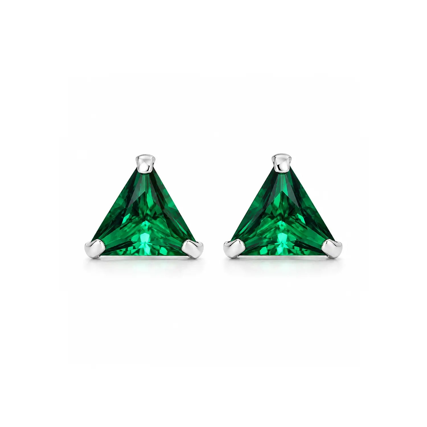 Royal Blue Triangle Gemstone Silver Stud Earrings - Made With Pure 925 Silver