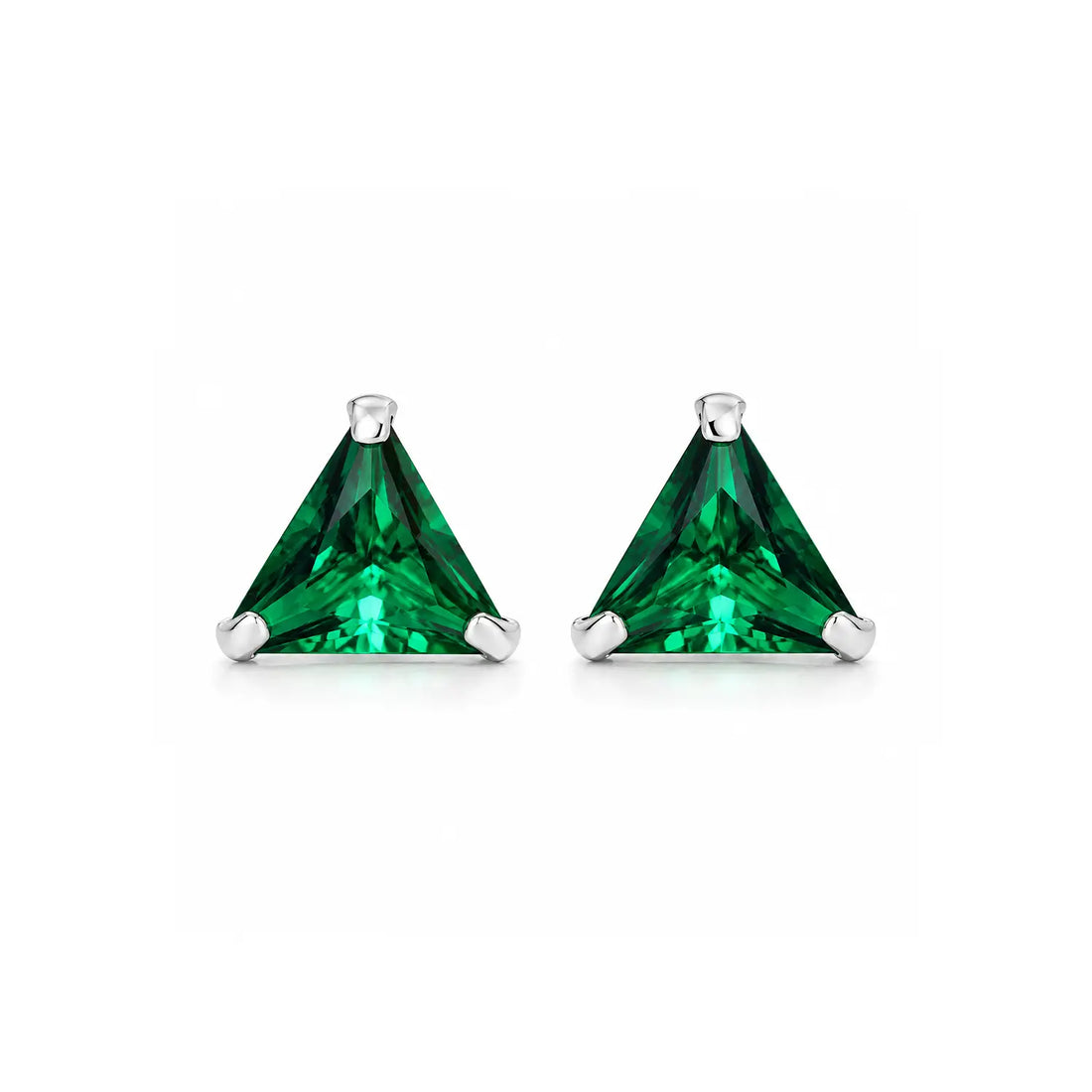 Royal Blue Triangle Gemstone Silver Stud Earrings - Made With Pure 925 Silver