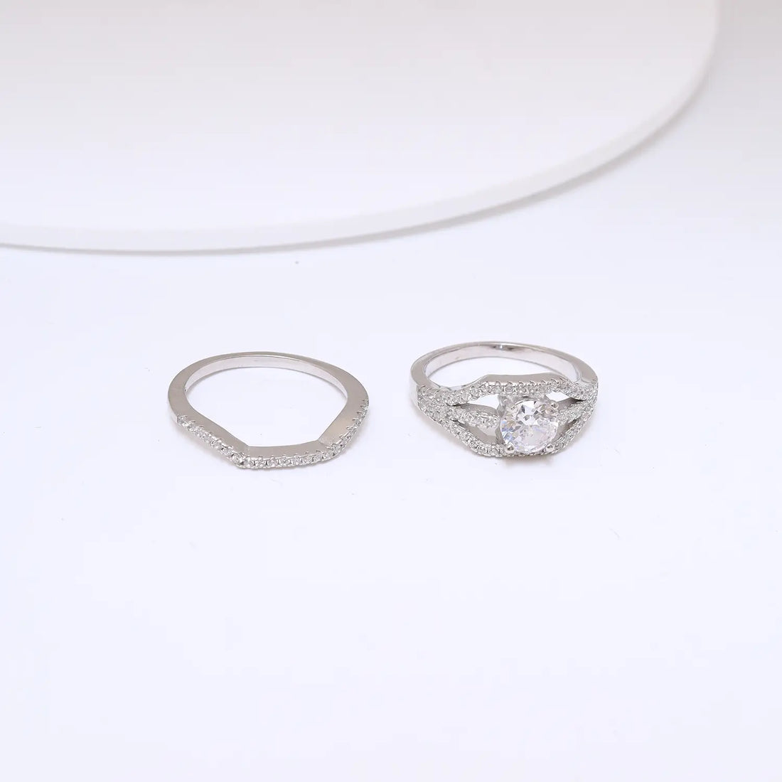 925 Sterling Silver Cubic Zirconia Bridal Ring Set - Made With Pure 925 Silver