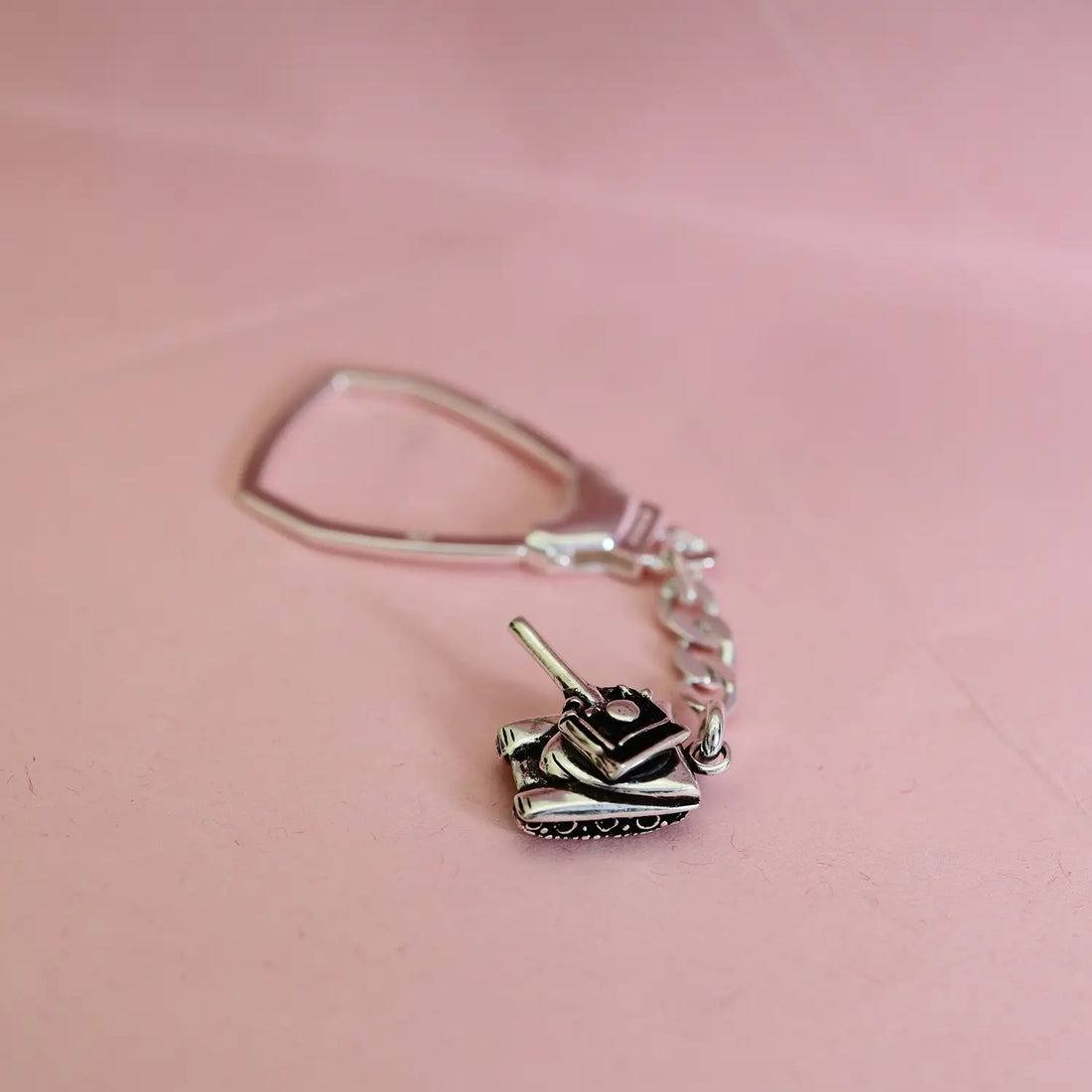 Pure Silver Tank Keychain  - Made With Pure 925 Silver