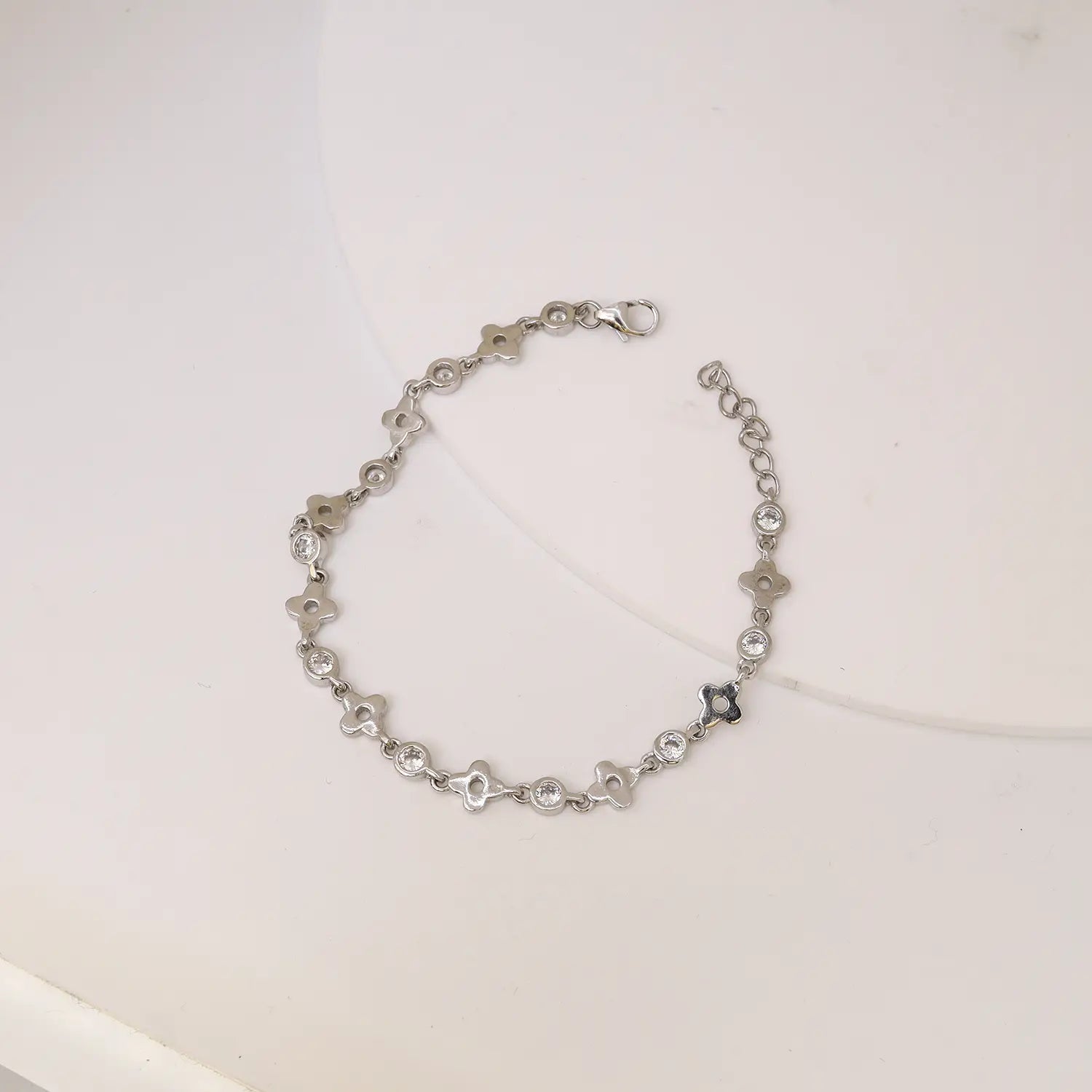 Delicate Floral CZ Pure Silver Bracelet - Made With Pure 925 Silver