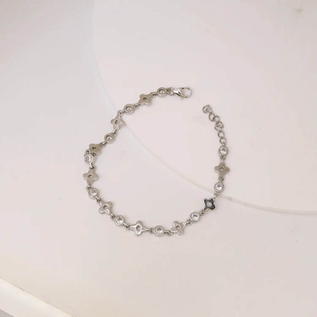 Delicate Floral CZ Pure Silver Bracelet - Made With Pure 925 Silver