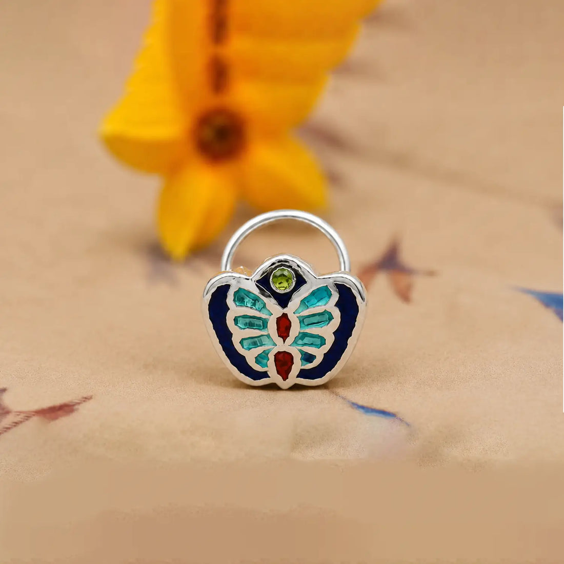 Traditional Motif Silver Nose Pin - Made With Pure 925 Silver