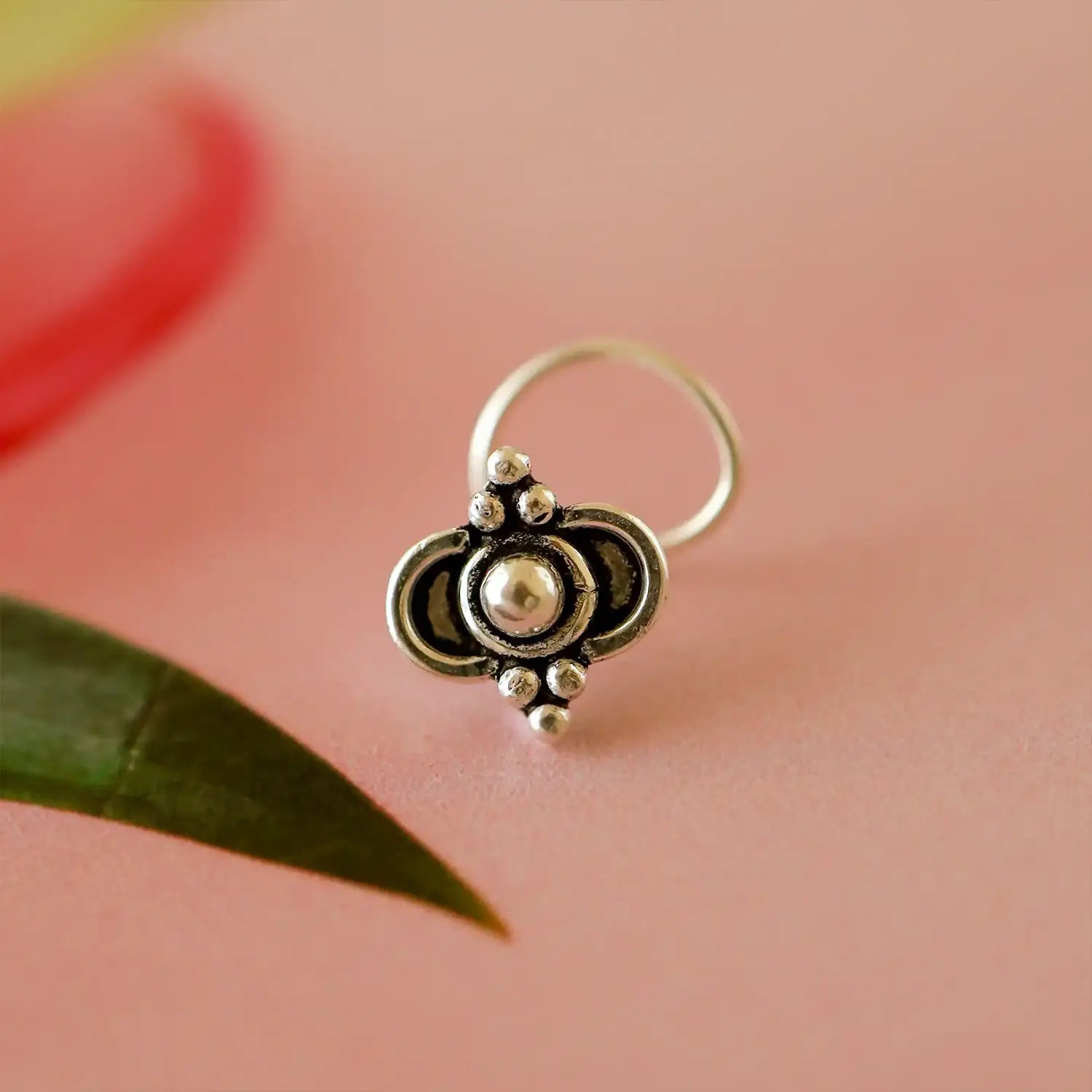 Dual Dome Oxidised Silver Nose Pin- Made With Pure 925 Silver