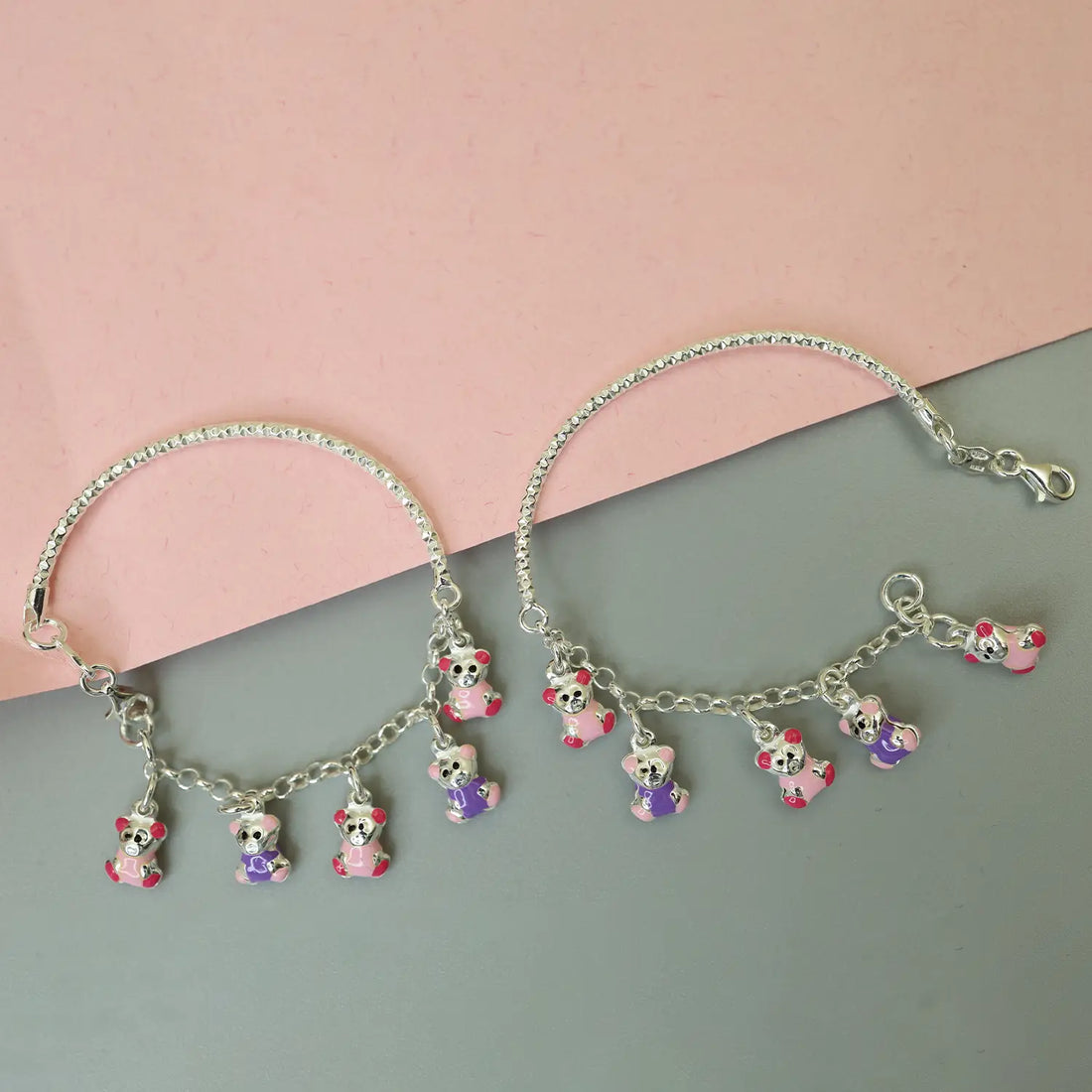 Pure Silver Teddy Charm Bracelet - Made With Pure 925 Silver