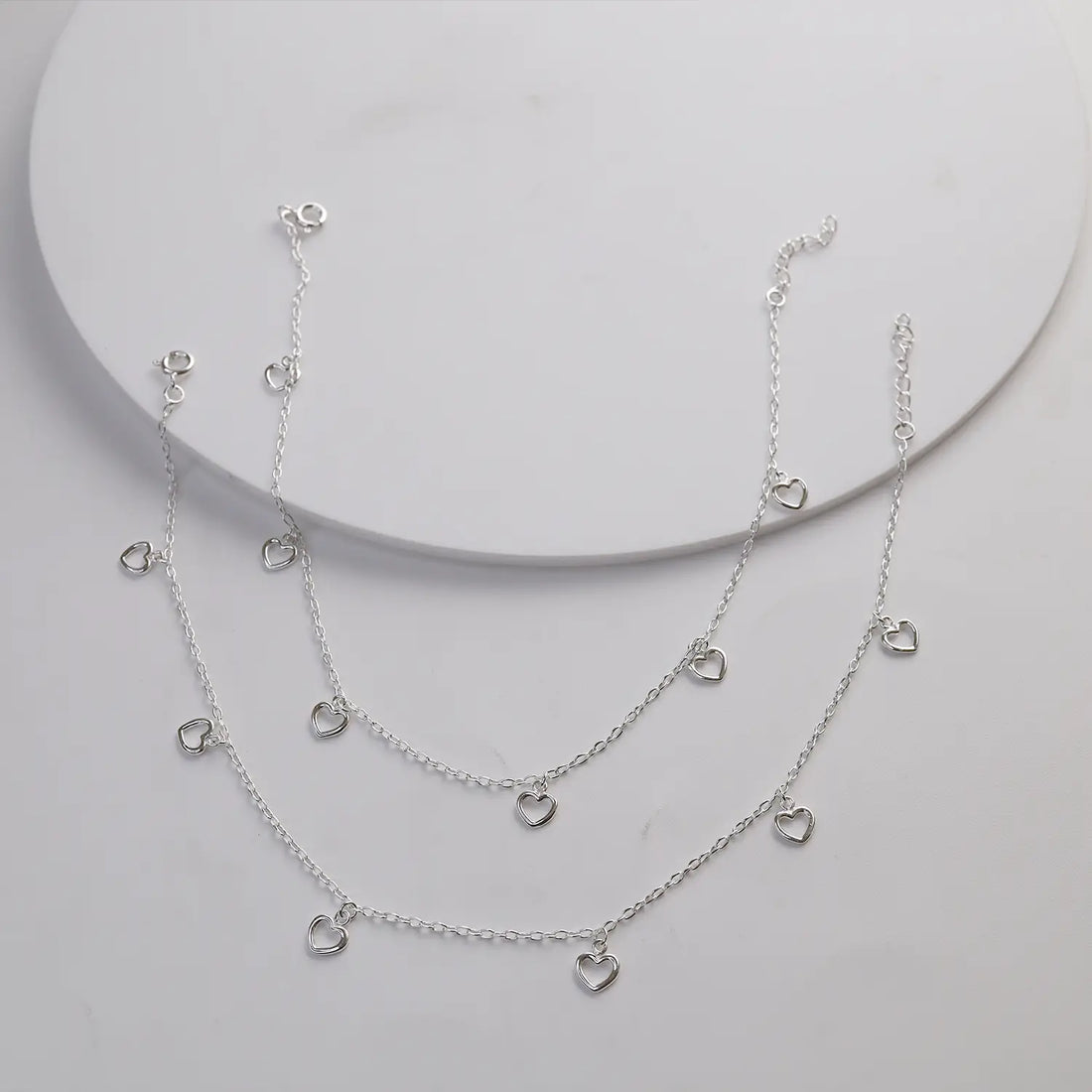 Delicate Heart Charm Pure Silver Anklet- Made With Pure 925 Silver