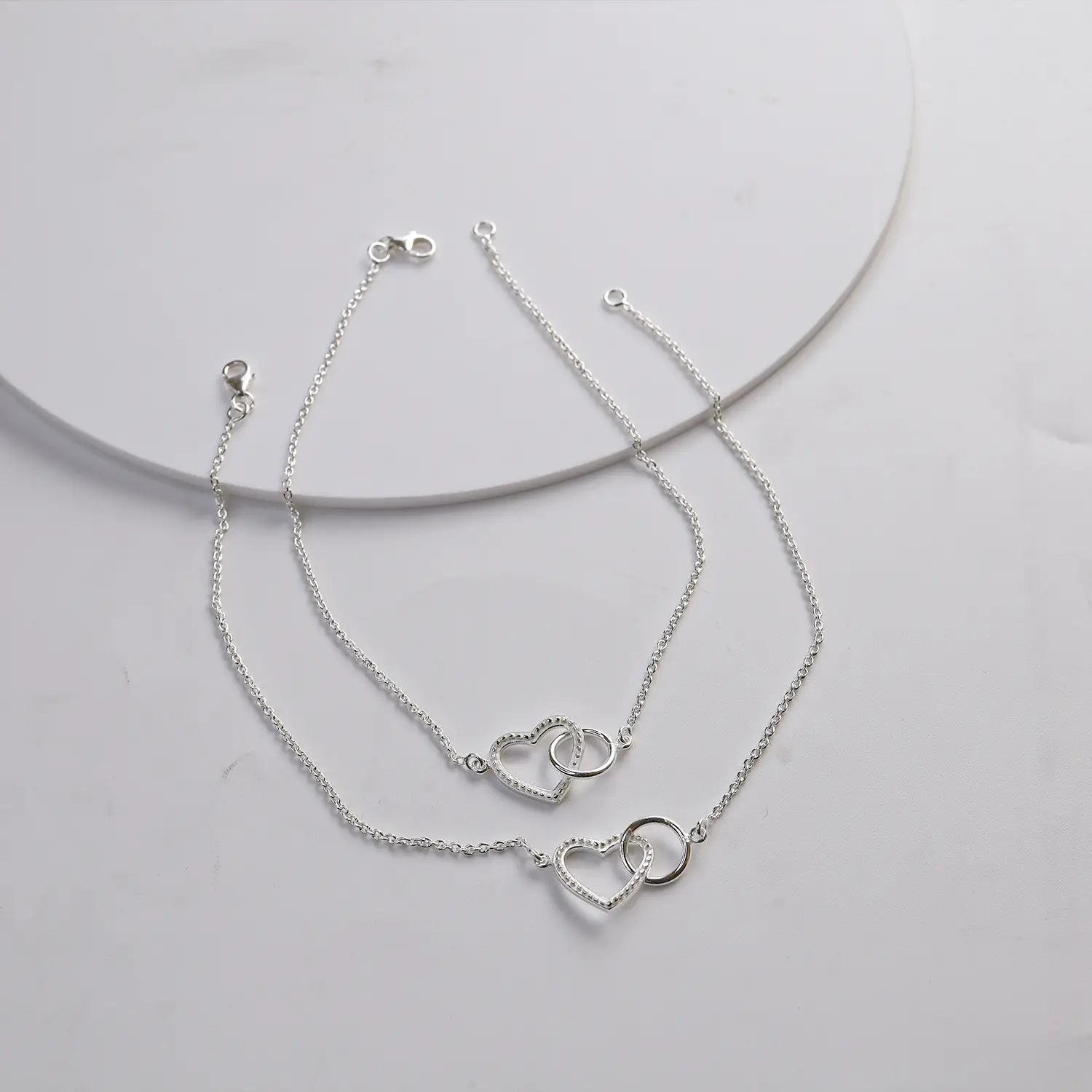 Elegant Double Heart Pure Silver Anklet- Made With Pure 925 Silver