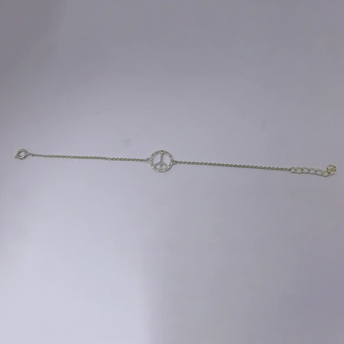 Peace Symbol Bracelet with CZ Stones- Made With Pure 925 Silver