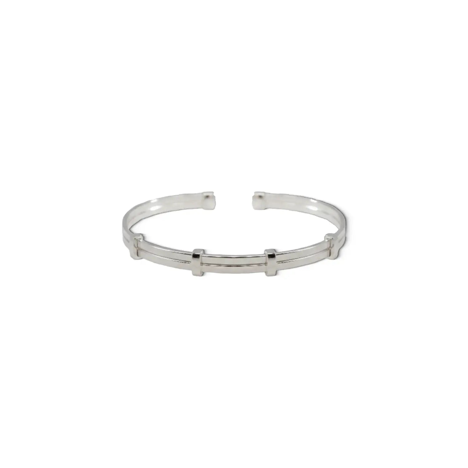 Sleek Bar-Detail Sterling Silver Cuff Bracelet - Made With Pure 925 Silver
