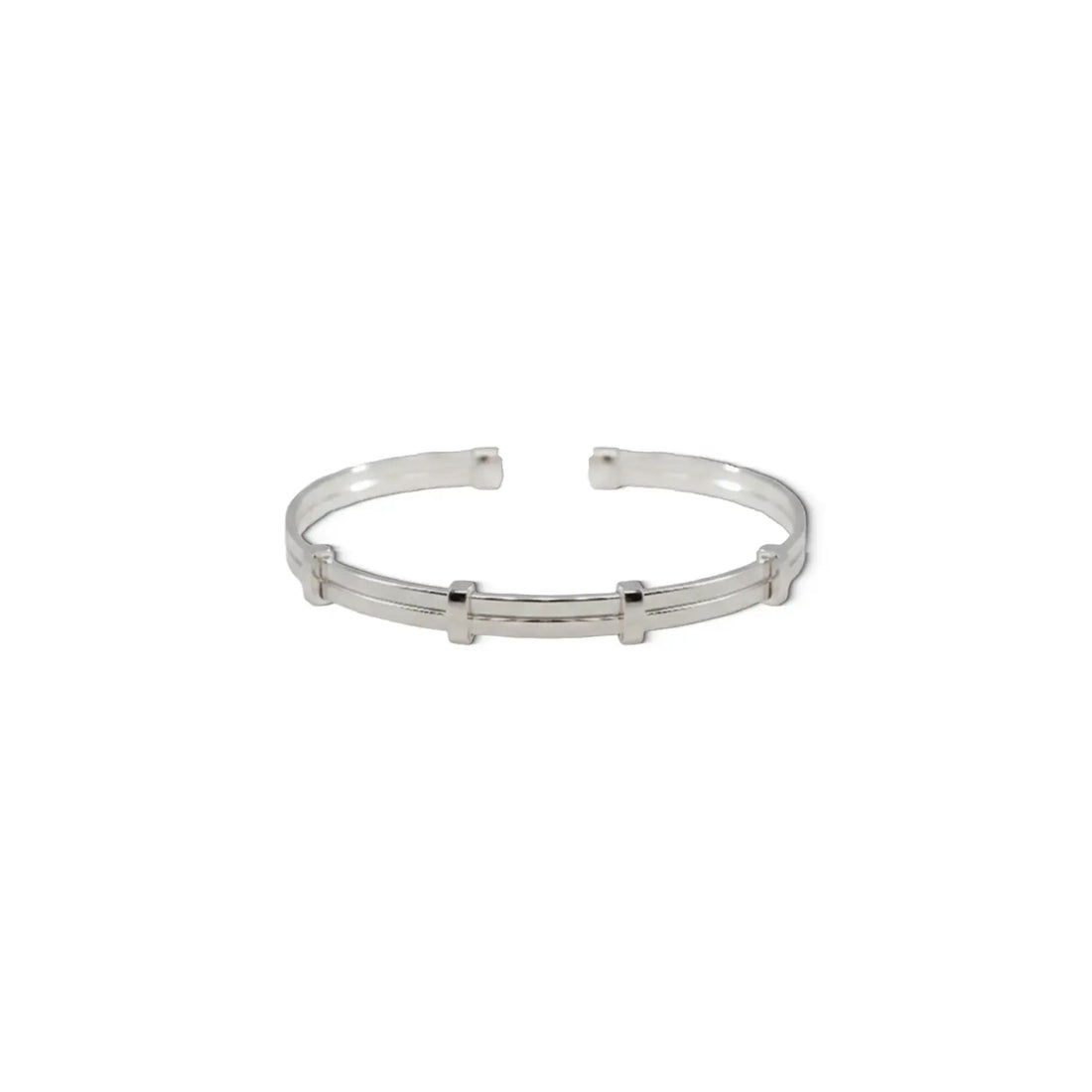 Sleek Bar-Detail Sterling Silver Cuff Bracelet - Made With Pure 925 Silver