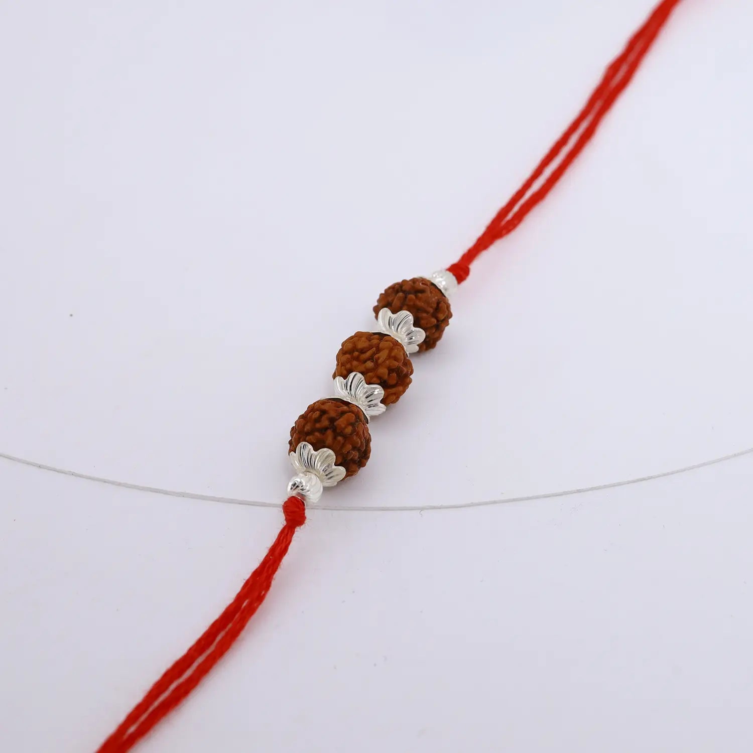 Divine Trishakti Rudraksha Silver Rakhi - Made With Pure 925 Silver