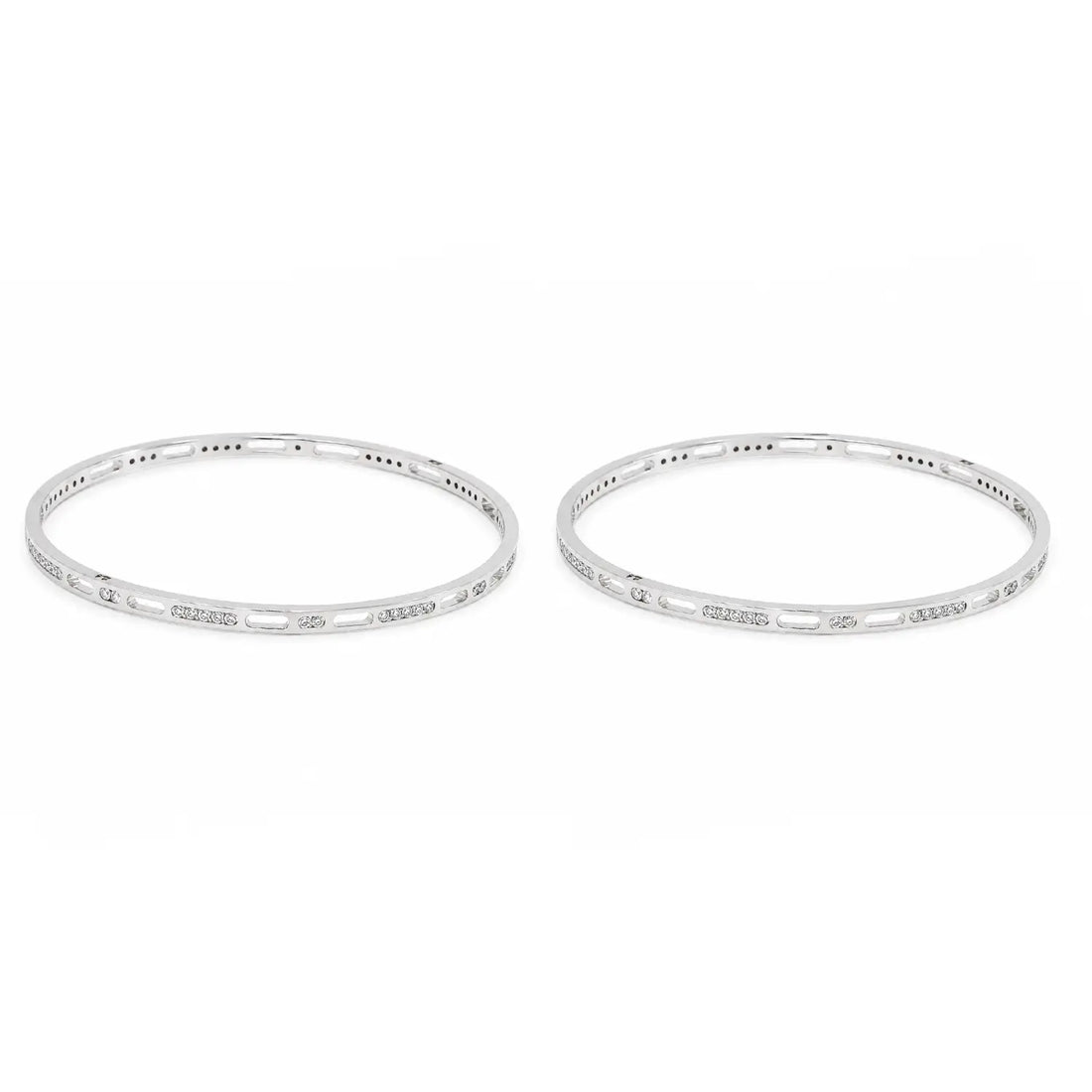 Minimal Sparkle Silver Bangles - Made With Pure 925 Silver